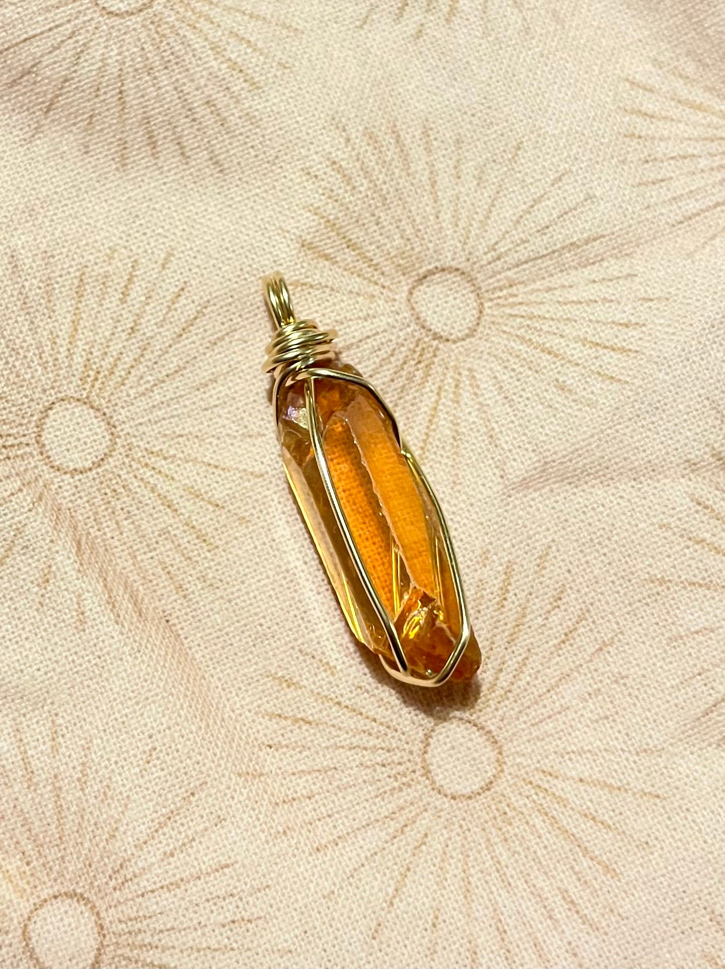 Gold Fill Aurora Quartz Point Wrap Pendant