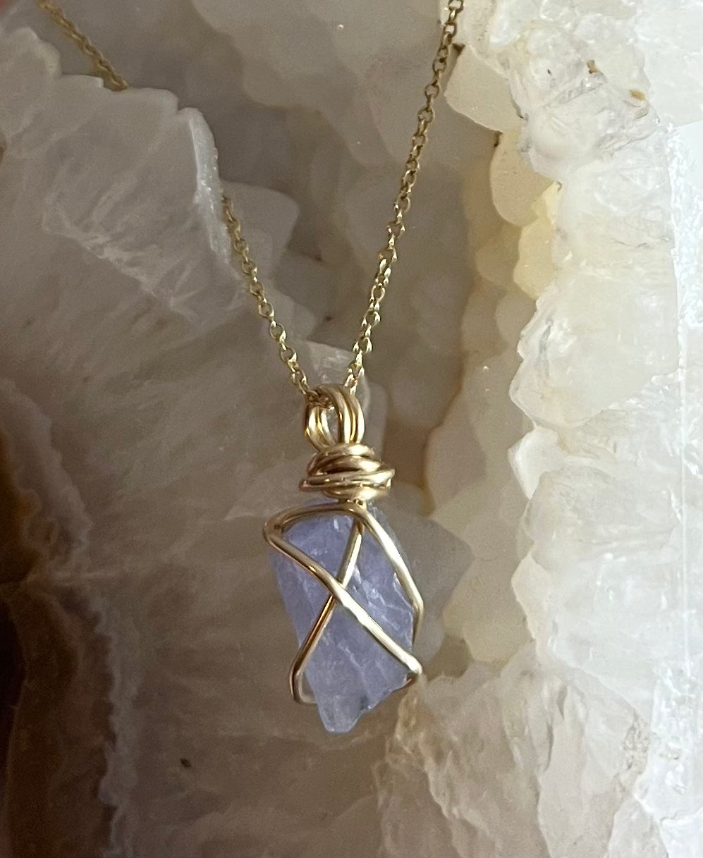 Gold Filled Wire Wrapped Tanzanite Necklace