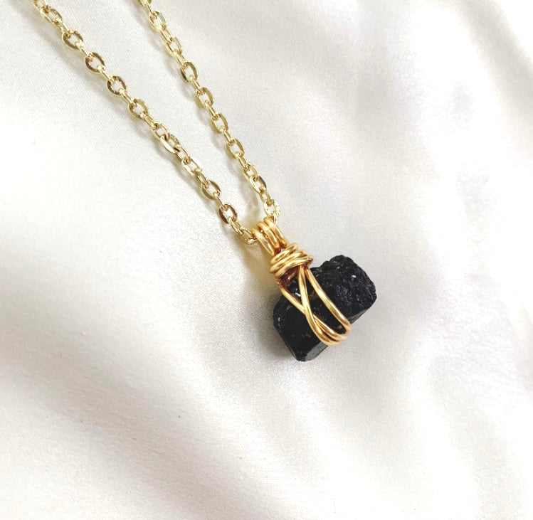 Black Tourmaline Necklace (Gold)