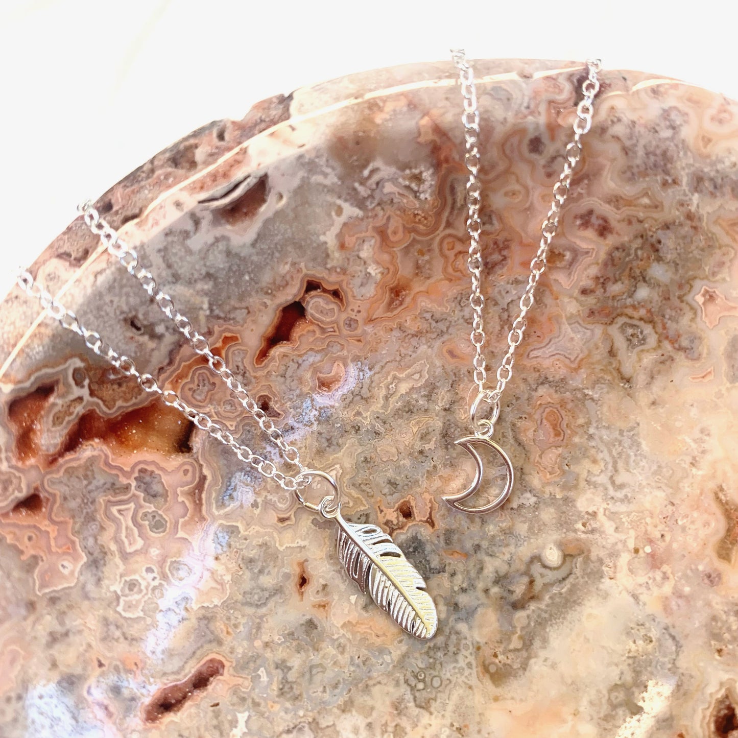 Silver Necklace (Moon or Feather)