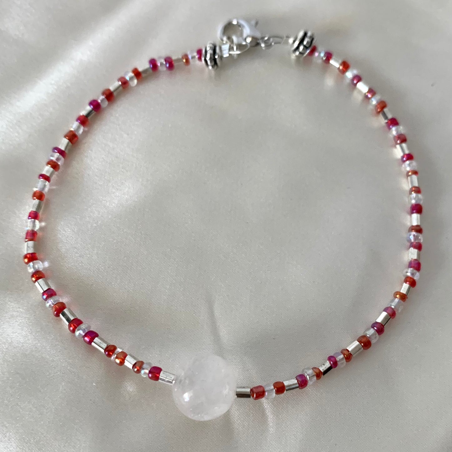 Rose Quartz and Glass Bead Bracelet
