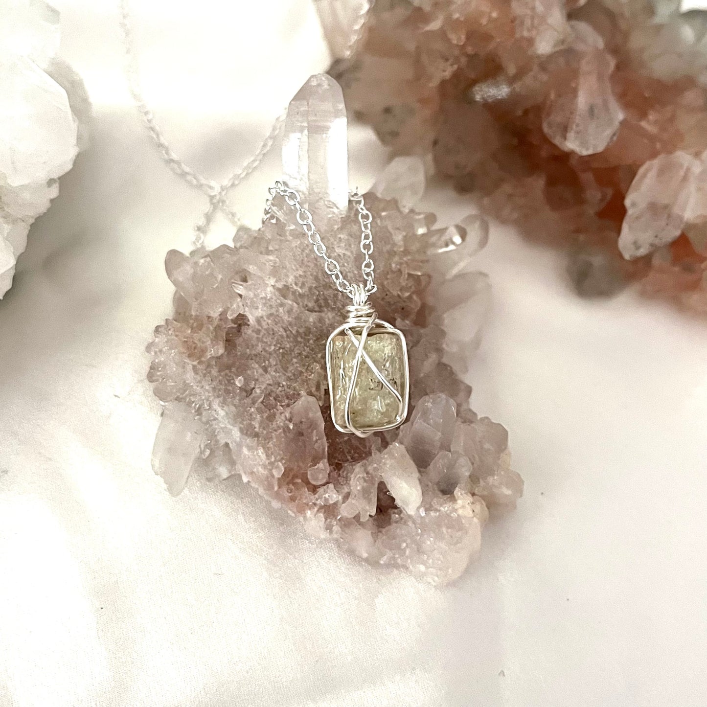 Golden Apatite Necklace (Silver)