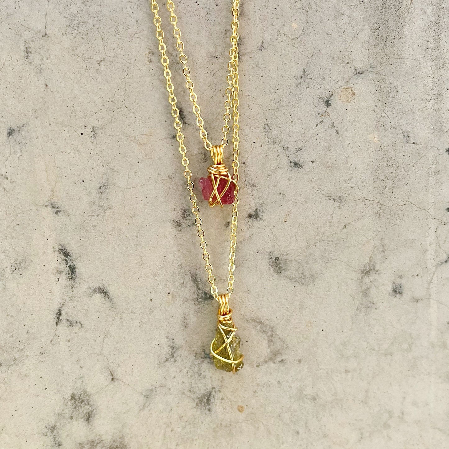 Green Tourmaline Necklace (Gold)