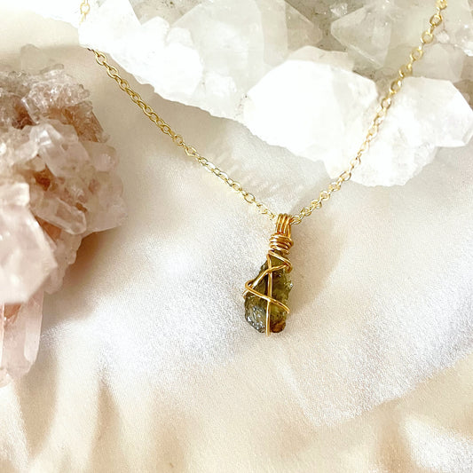 Green Tourmaline Necklace (Gold)