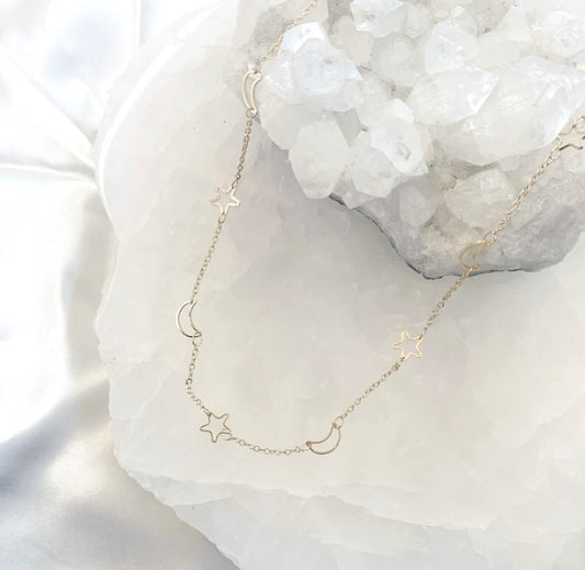 Stars and Moons Necklace (Gold)