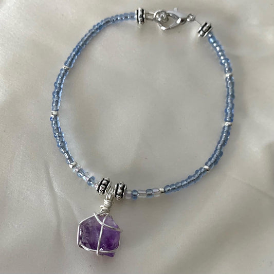 Amethyst and Glass Bead Bracelet
