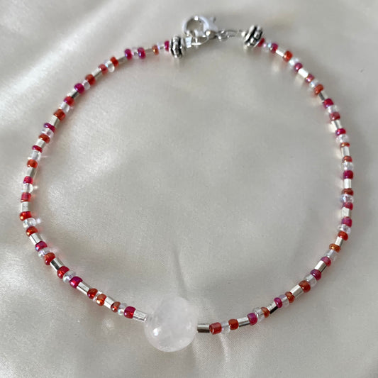 Rose Quartz and Glass Bead Bracelet