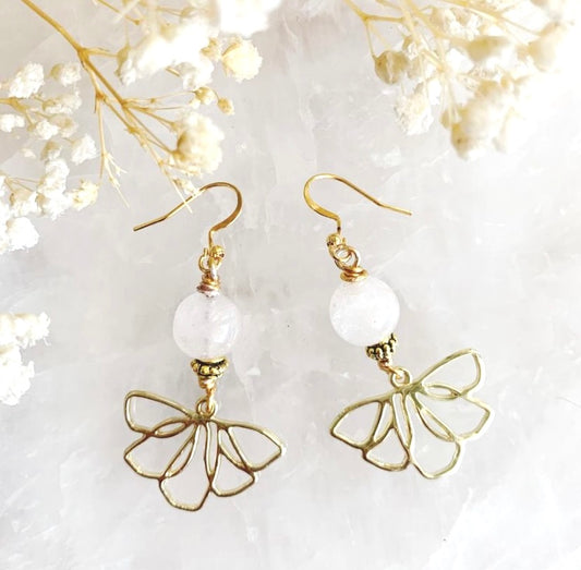 Rose Quartz Flower Earrings